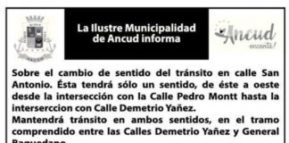 Cambio de sentido de tránsito en calle San Antonio.