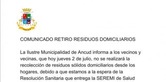 Comunicado retiro residuos domiciliarios