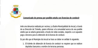 COMUNICADO DE PRENSA: POSIBLE ESTAFA CON LICENCIAS DE CONDUCIR