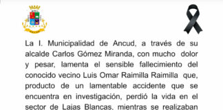 Comunicado Oficial sobre lamentable fallecimiento de querido vecino de la comuna.