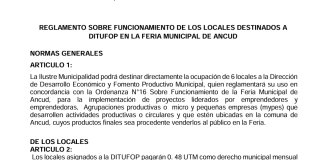 Reglamento 48 – Sobre funcionamiento de los locales destinados a DITUFOP en la feria municipal de Ancud