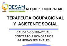 DESAM Ancud requiere contratar terapeuta ocupacional y asistente social